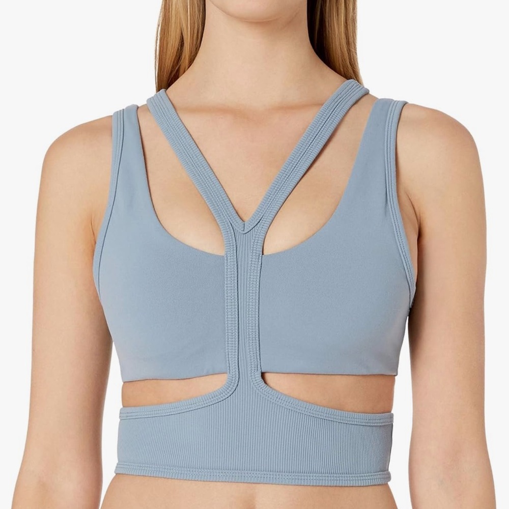 ALO Yoga Trackie  Sport Bra Women Size Medium Blue Gym Stretching